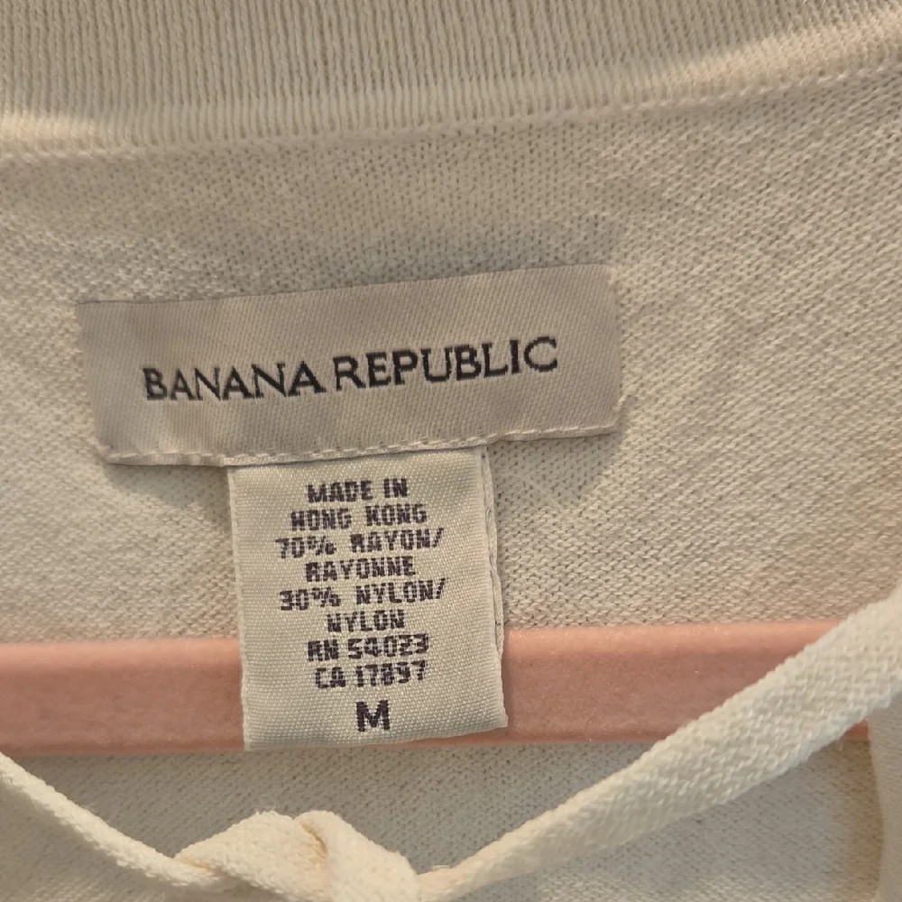 Banana Republic Tan Cream Button Down Shirt with Tie Front - Picture 2 of 11